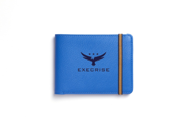 Execrise Blue Leather Wallet with Coin Pocket